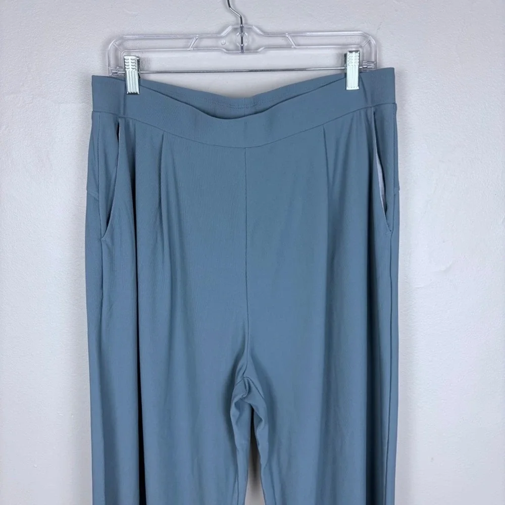 Halara Flex High Waisted Wide Leg Micro Waffle Work Pants Light Blue Size XL
